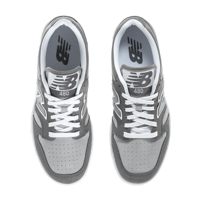 New Balance 480 Low-Top Sneakers - Gray and White
