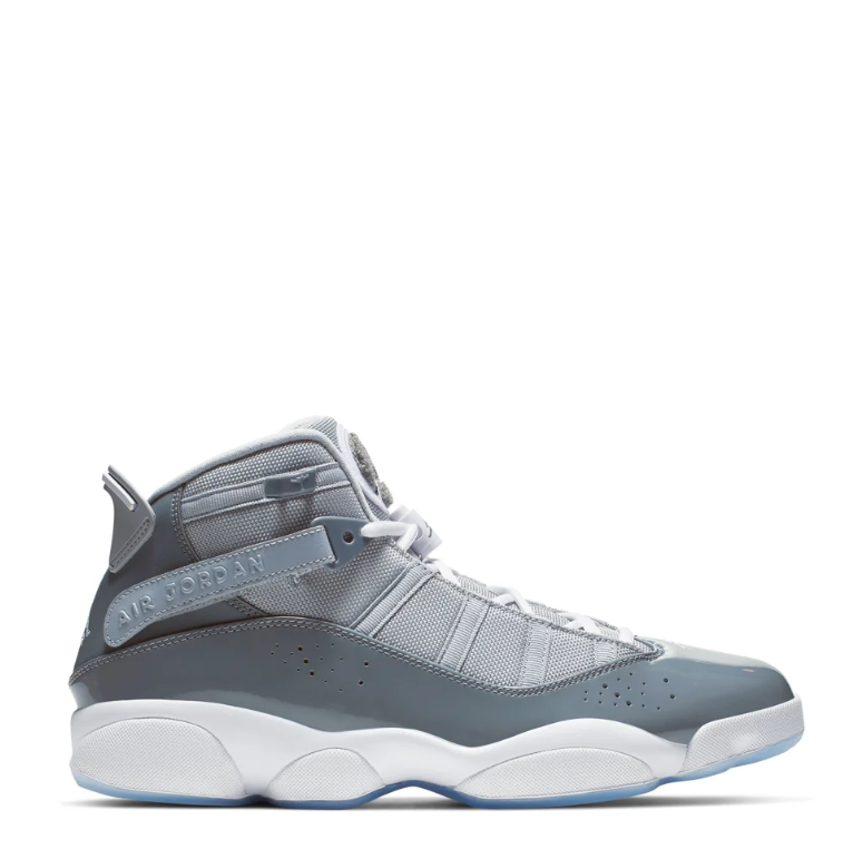 Jordan High-Top Sneakers - Gray with White and Icy Blue Sole