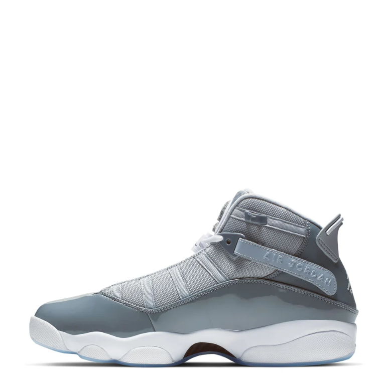 Jordan High-Top Sneakers - Gray with White and Icy Blue Sole