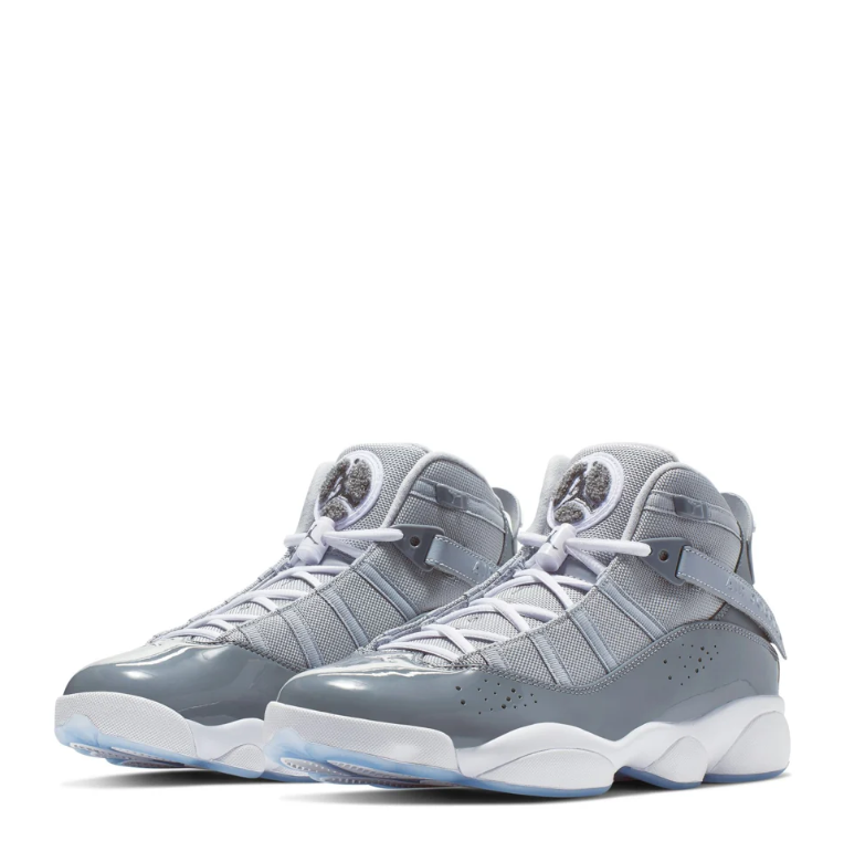 Jordan High-Top Sneakers - Gray with White and Icy Blue Sole
