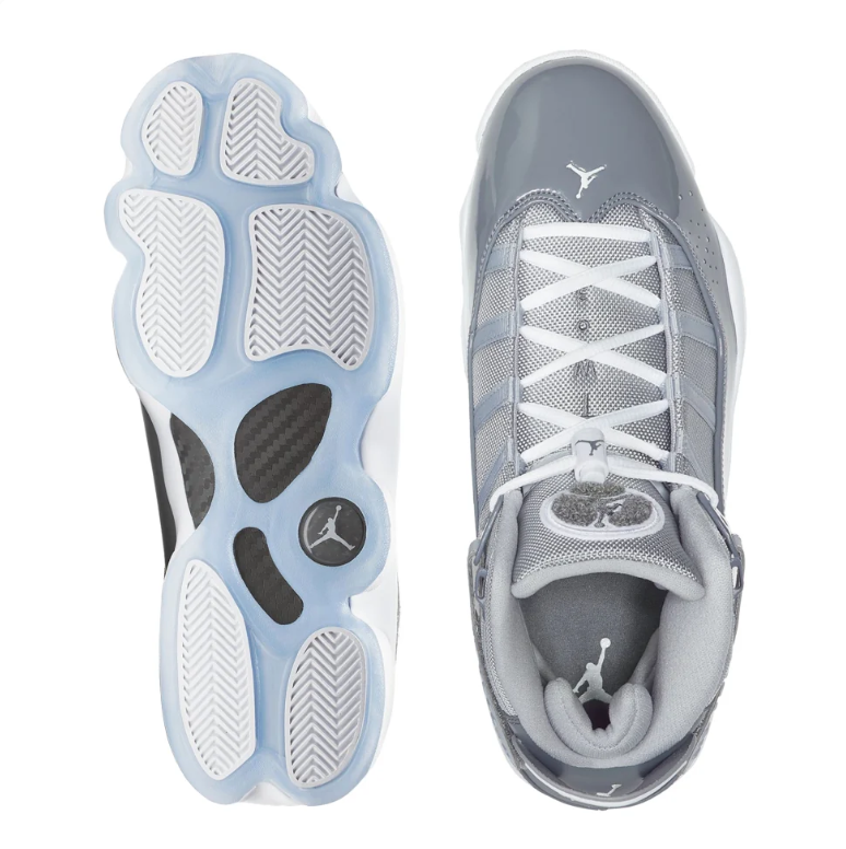 Jordan High-Top Sneakers - Gray with White and Icy Blue Sole