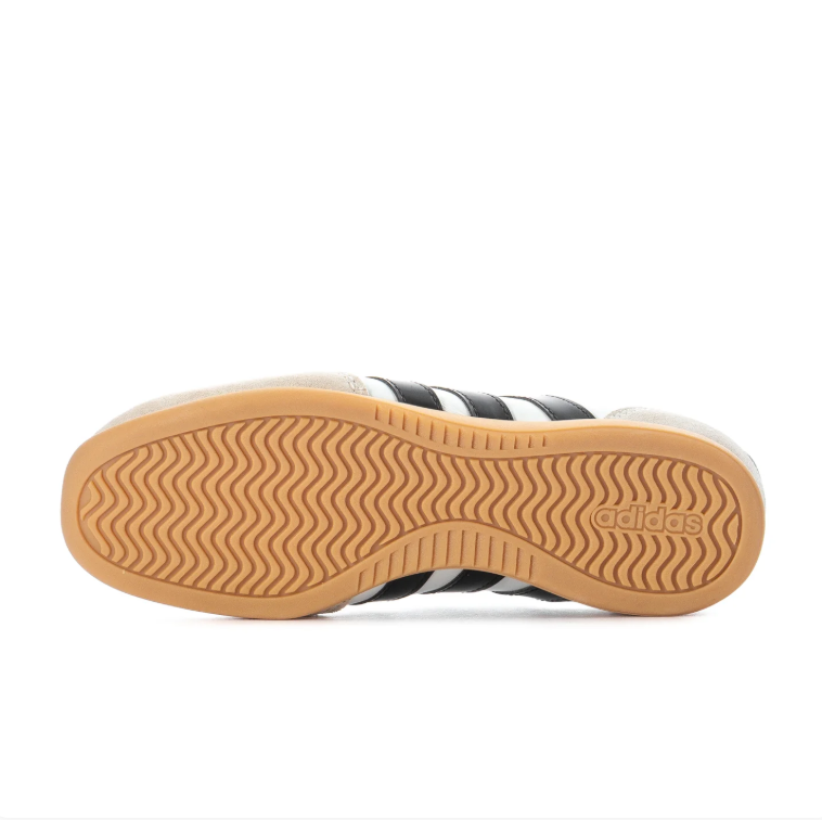 adidas Cross-Strap Ballet Sneakers - White and Black with Gum Sole