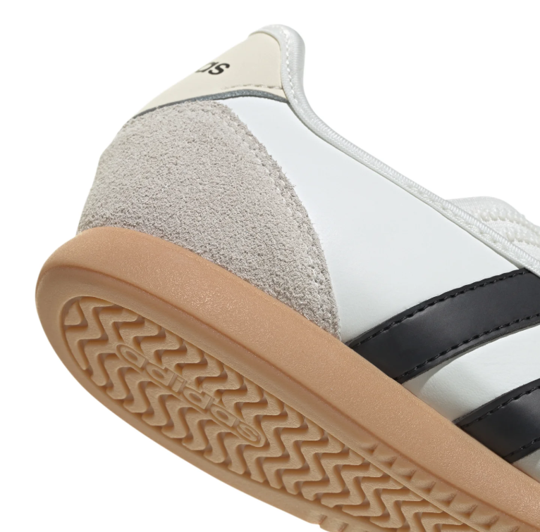 adidas Cross-Strap Ballet Sneakers - White and Black with Gum Sole