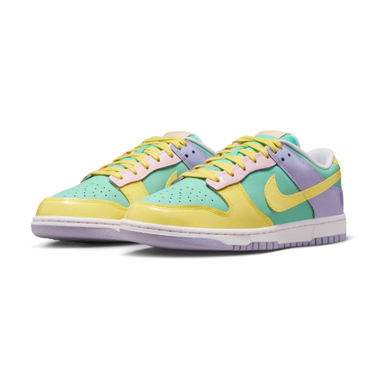 Nike Dunk Low Sneakers - Pastel Mint, Yellow, Lavender and Pink