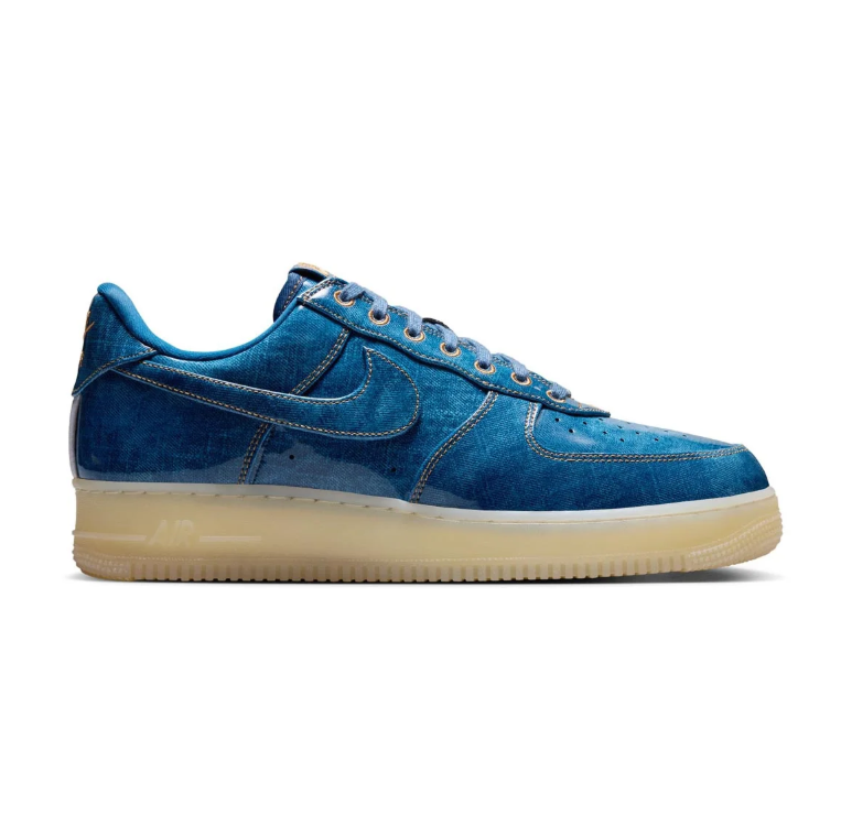 Nike Air Force 1 Sneakers - Textured Blue with Cream Sole