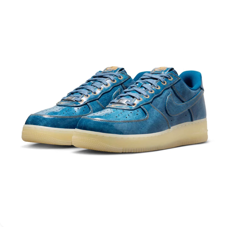 Nike Air Force 1 Sneakers - Textured Blue with Cream Sole