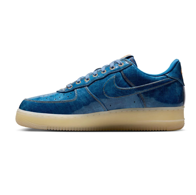 Nike Air Force 1 Sneakers - Textured Blue with Cream Sole