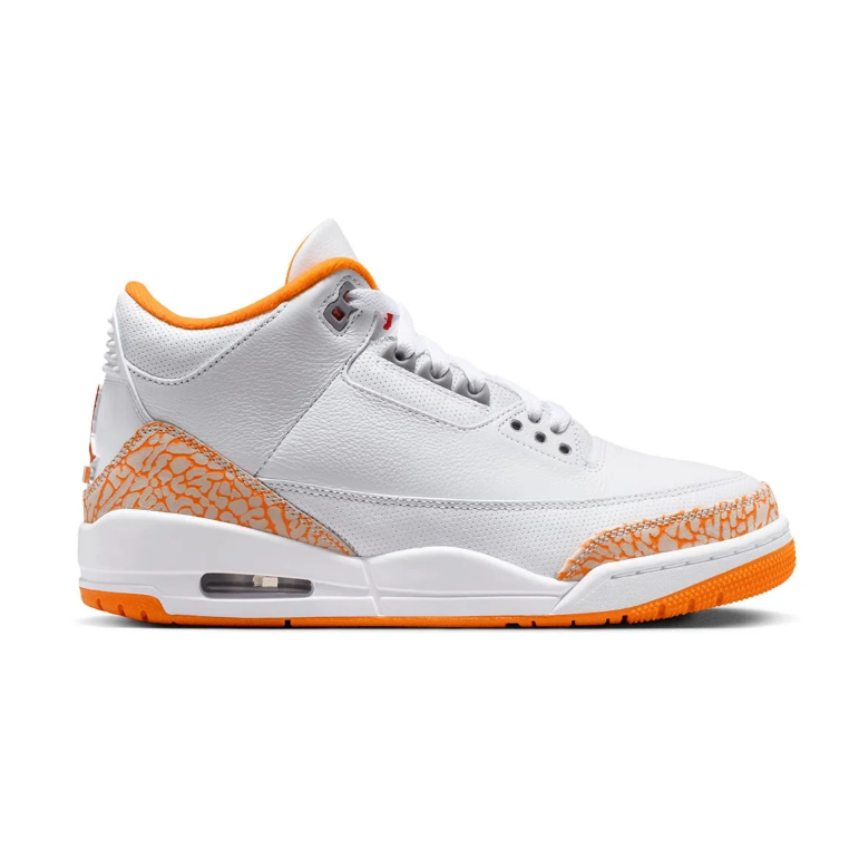 Air Jordan 3 Sneakers - White with Orange Elephant-Print Details