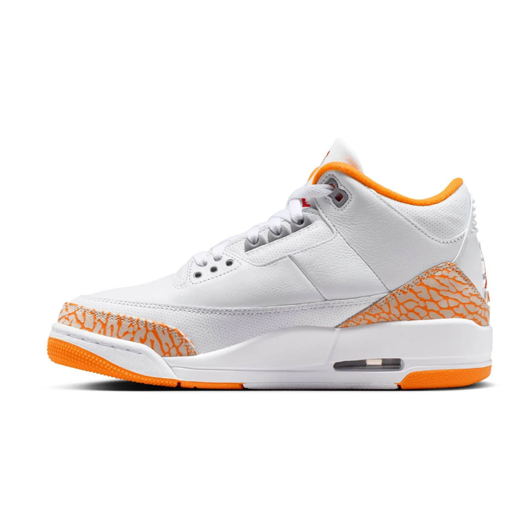 Air Jordan 3 Sneakers - White with Orange Elephant-Print Details
