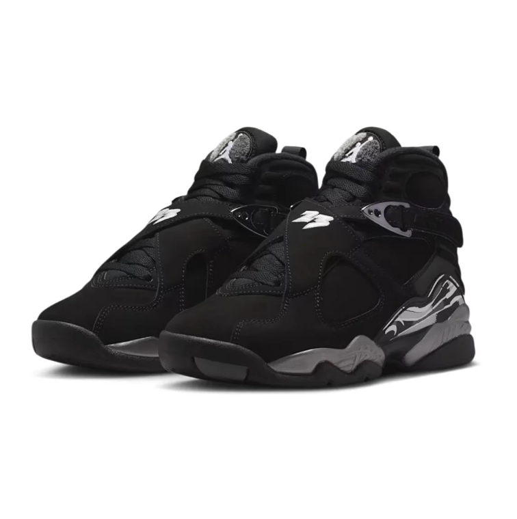 Air Jordan 8 Sneakers - Black with Gray and White Details