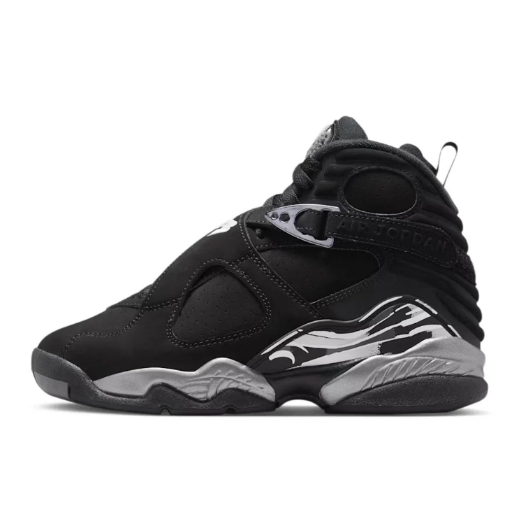 Air Jordan 8 Sneakers - Black with Gray and White Details