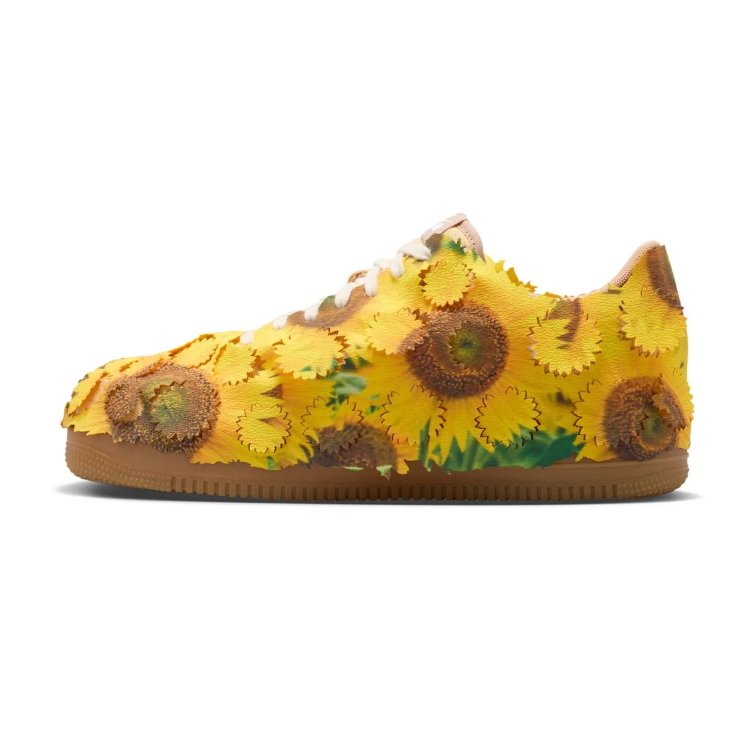 Sunflower Low-Top Sneakers - Yellow Floral Appliqués with Brown Sole