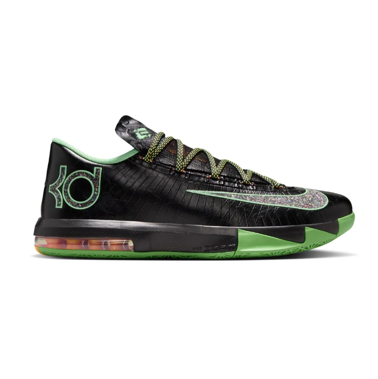 Nike KD Sneakers - Black with Green Accents and Silver Swoosh