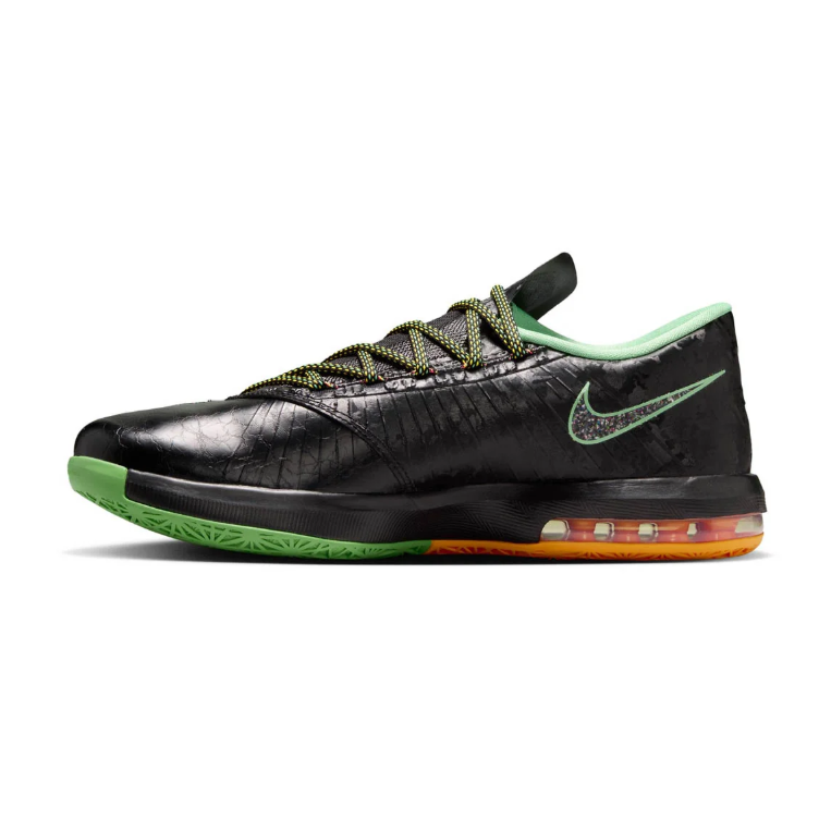 Nike KD Sneakers - Black with Green Accents and Silver Swoosh
